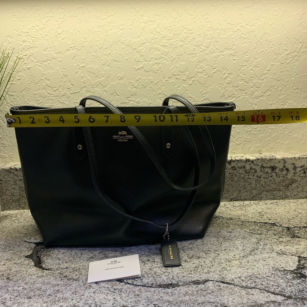 Authentic Coach Black Leather Tote Bag